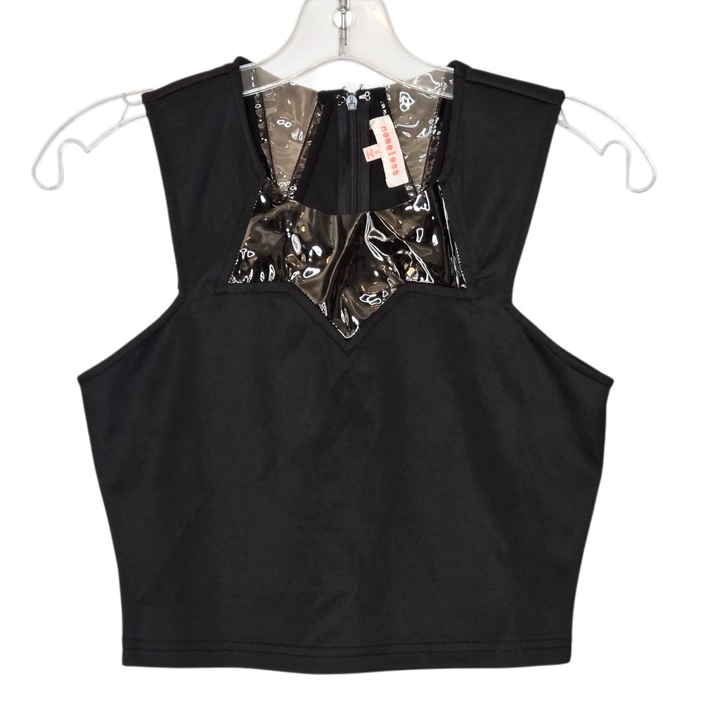Nameless Black Star Cutout Crop Top PVC Vinyl Clear Rave Goth Festival Cyber S‎